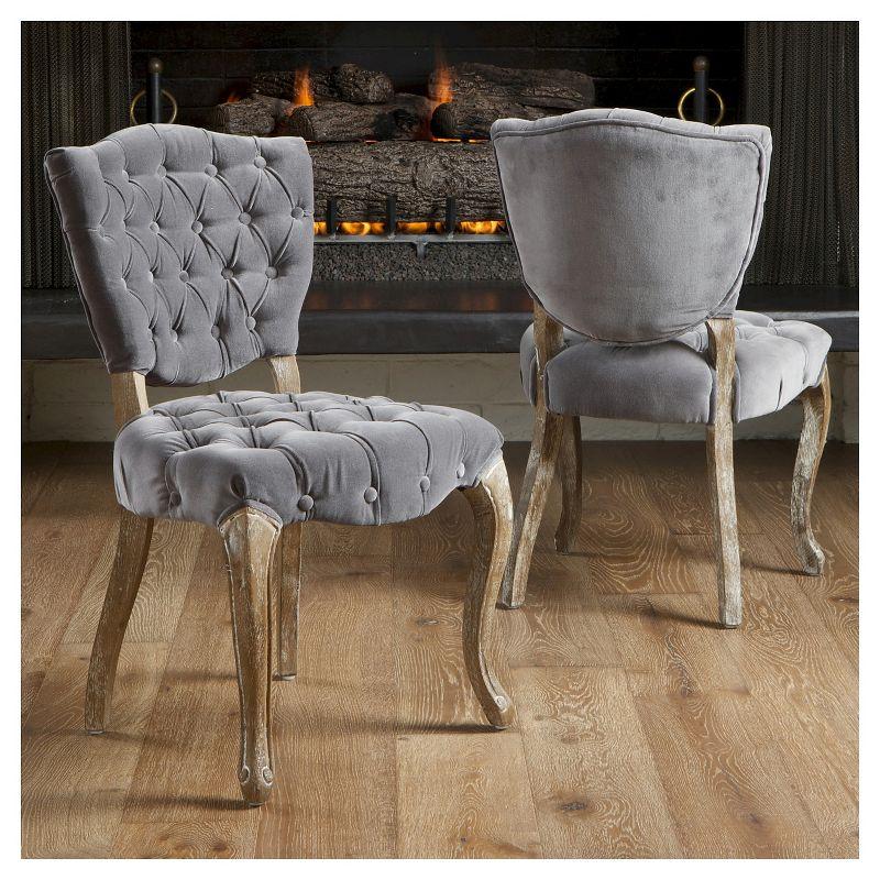 Bates Tufted Dining Chair Set 2ct Gray - Christopher Knight Home