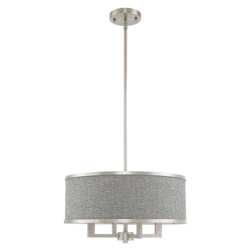 Brushed Nickel Mini Drum Chandelier with Gray Shade