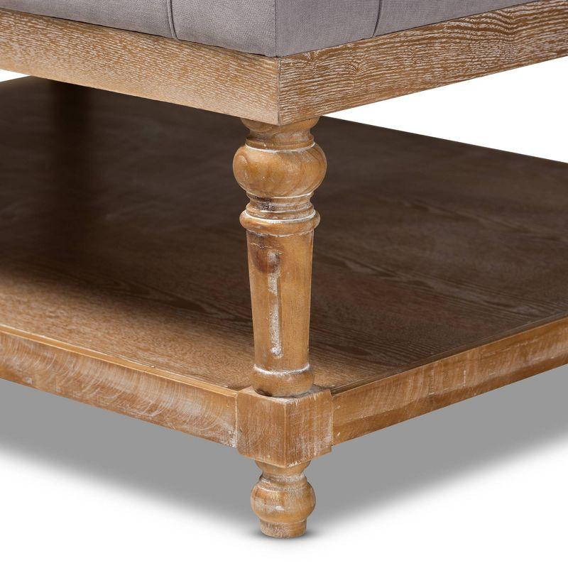 Lindsey Linen Fabric Upholstered Wood Cocktail Ottoman Gray/Gray Washed - Baxton Studio
