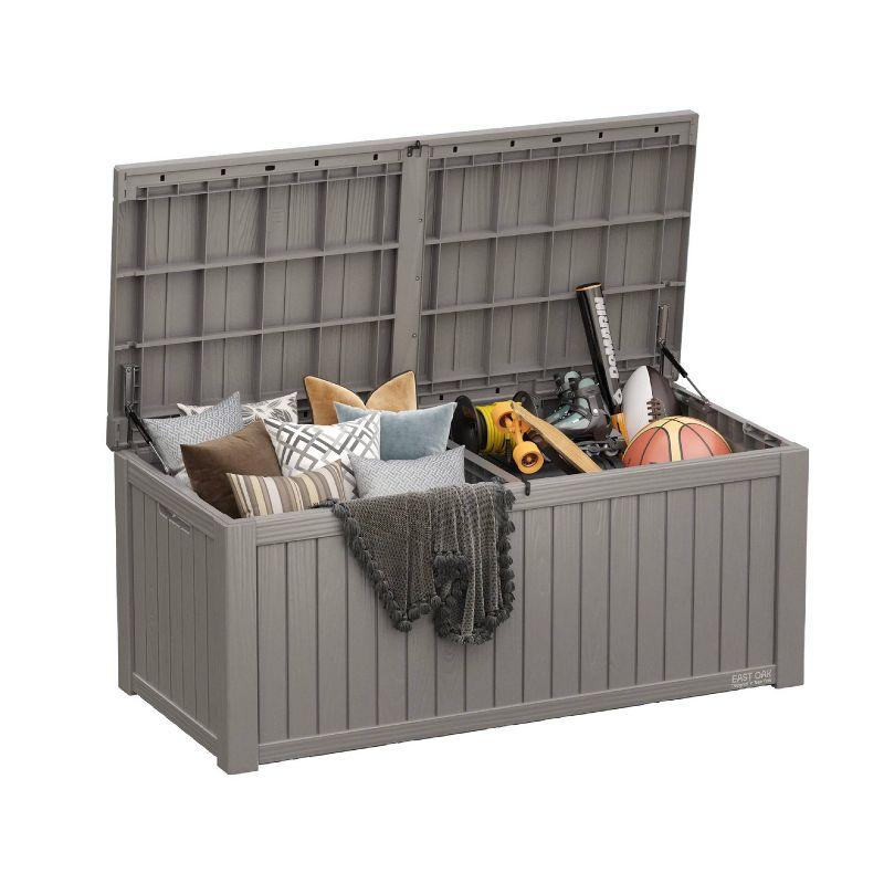 Gray 150 Gallon Lockable Weather-Resistant Plastic Deck Box