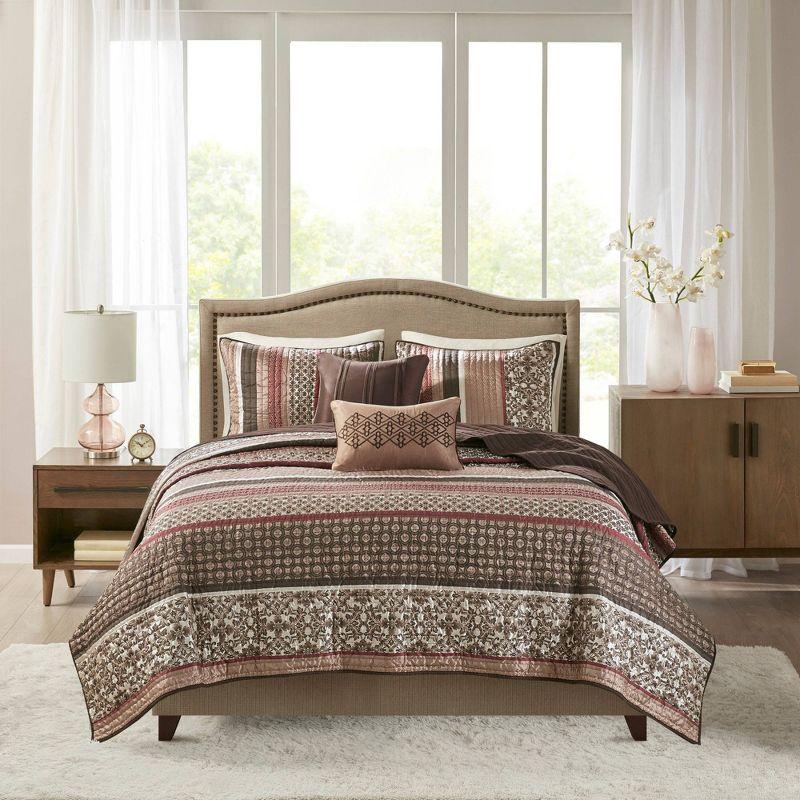 Madison Park Princeton Jacquard Quilt Set with Throw Pillows