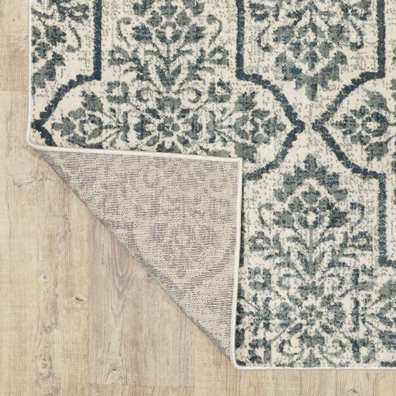9'10"x12'10" Farrah Floral Trellis Area Rug Ivory/Blue - Captiv8e Designs: Bohemian, Low Pile, Fade & Stain-Resistant