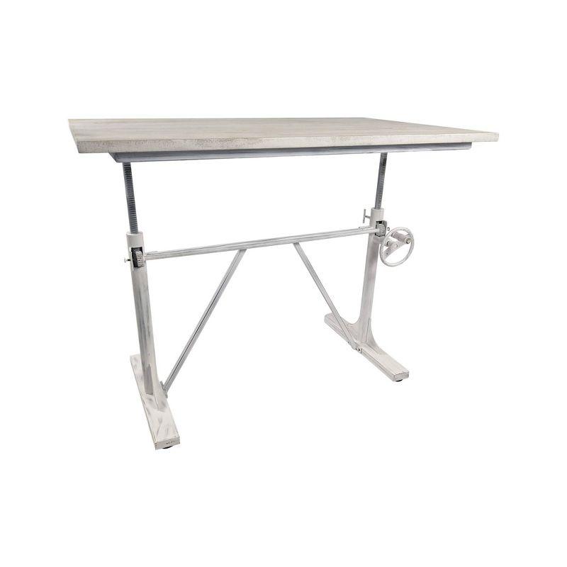 Carolina Living Brio Sit Or Stand Adjustable Desk Whitewash: Mango Wood Surface, Iron Frame, No Storage
