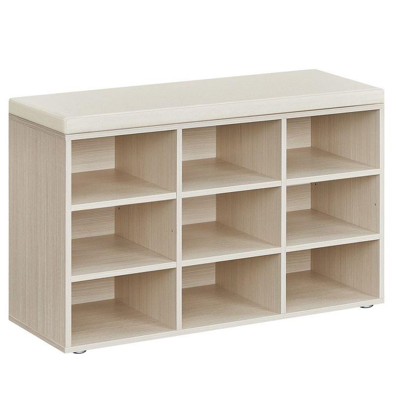 Natural Beige Particleboard Shoe Storage Bench with Cushion