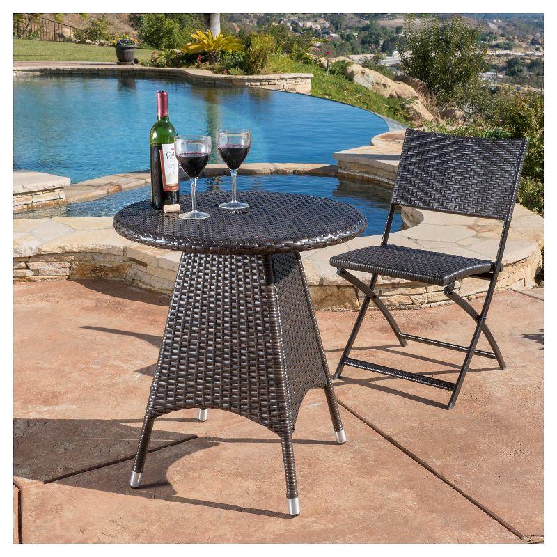 Corsica Round Wicker Bistro Table - Multi Brown - Christopher Knight Home