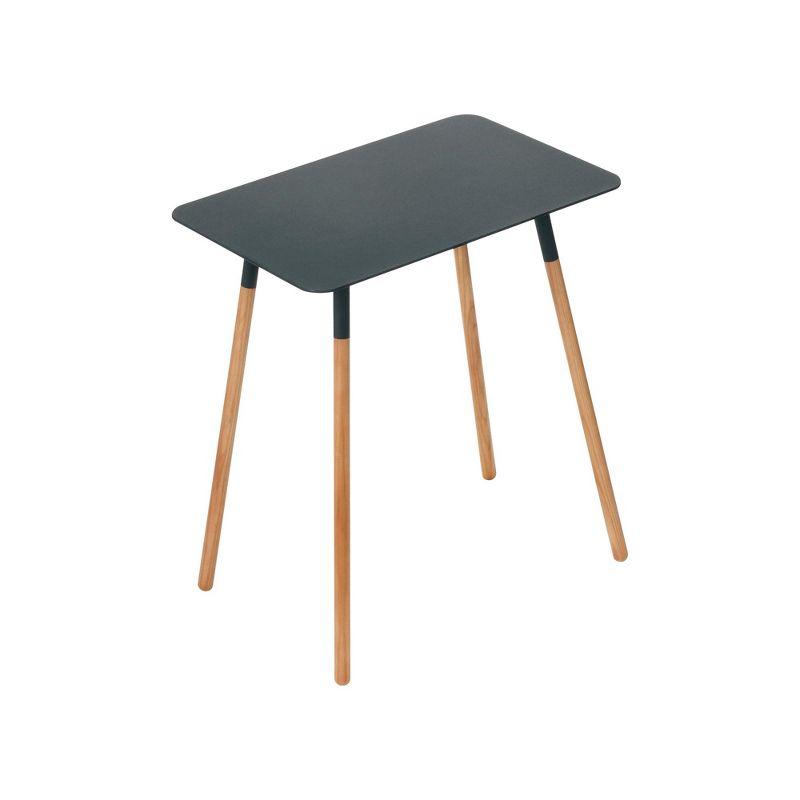 Yamazaki Home Modern Rectangular Side Table For Living Room Or Small Bedside Steel + Wood End Table