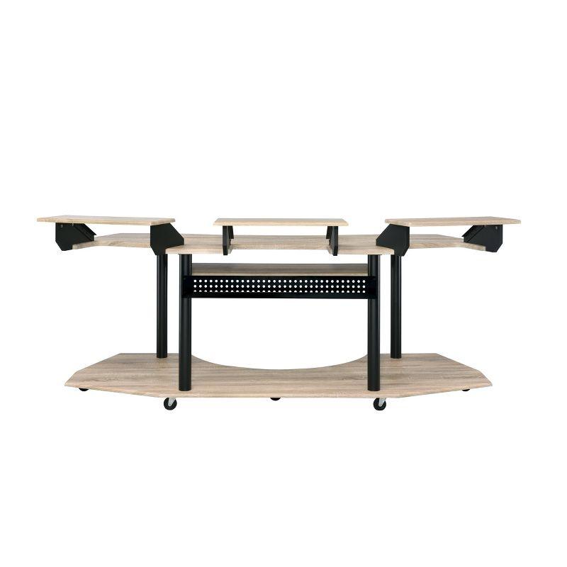 Acme Furniture Eleazar 3 Stands Computer Desk Natural Oak: Metal Frame, Veneer Surface, Hutch Storage