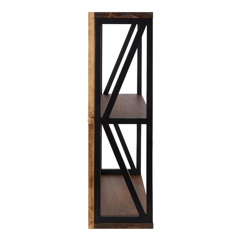 25" x 28" Rigby Wood Decorative Wall Shelf Rustic Brown/Black - Kate & Laurel All Things Decor: 3-Tier Storage