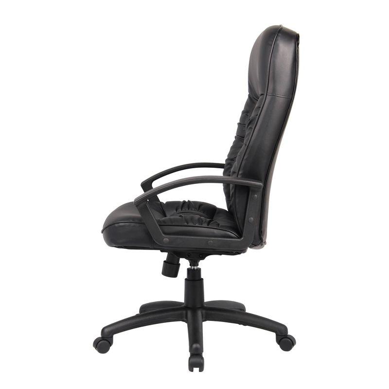 High Back LeatherPlus Chair Black - Boss Office Products: Ergonomic, Adjustable, Swivel, Casters/Wheels