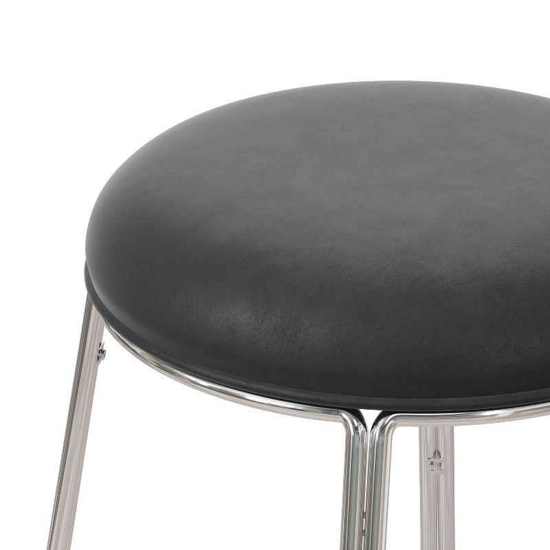 Southlake Backless Metal Counter Height Barstool Chrome/Black Vinyl - Hillsdale Furniture: Round Upholstered Kitchen Stool