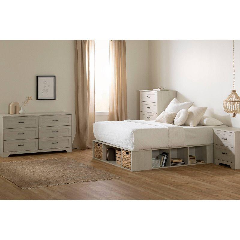 Queen Winter Oak Wood Frame Storage Bed with Baskets