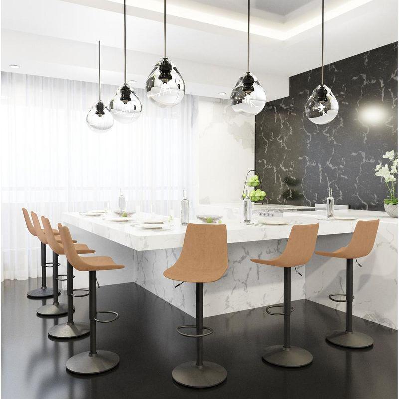 LeisureMod Tilbury Modern Adjustable Bar Stool Set of 2 with Footrest and 360-Degree Swivel, Counter Height Chairs for Kitchen Island and Home Bar