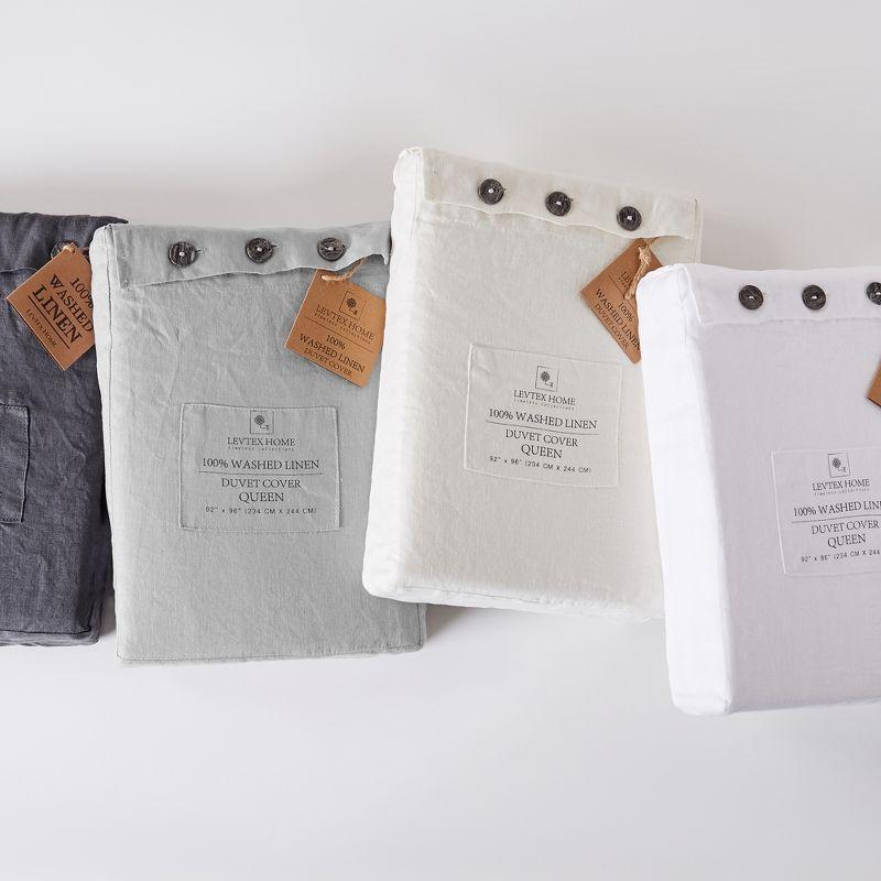 Washed Linen Full/Queen Duvet Cover - White - Levtex Home