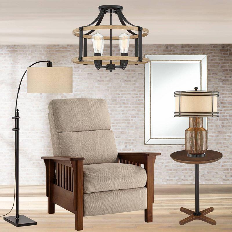 Franklin Iron Works Buford Rustic Farmhouse Ceiling Light Semi Flush Mount Fixture 18" Wide Faux Wood Black 4-Light for Bedroom Kitchen Living Room