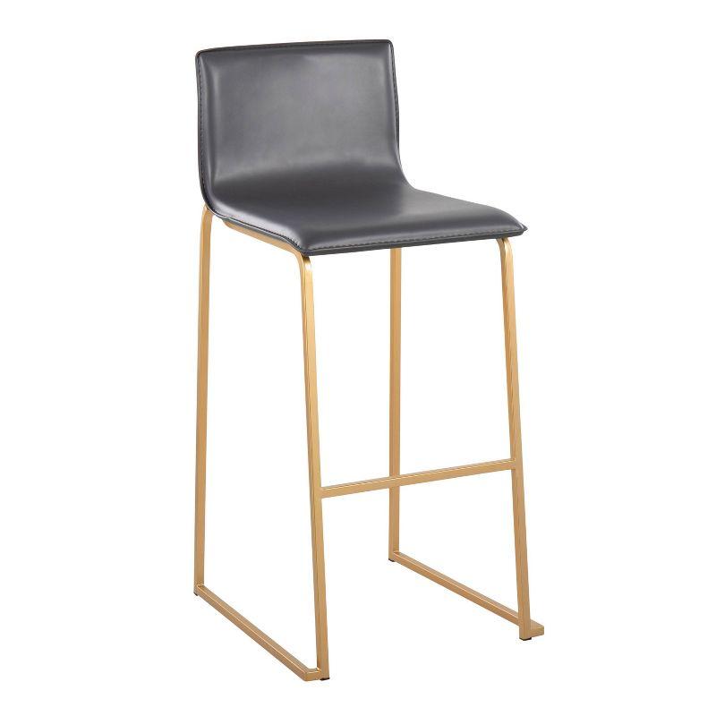 Set of 2 Mara Upholstered Barstools Gray/Gold - Lumisource: With Backs, Fixed Height, Steel Frame