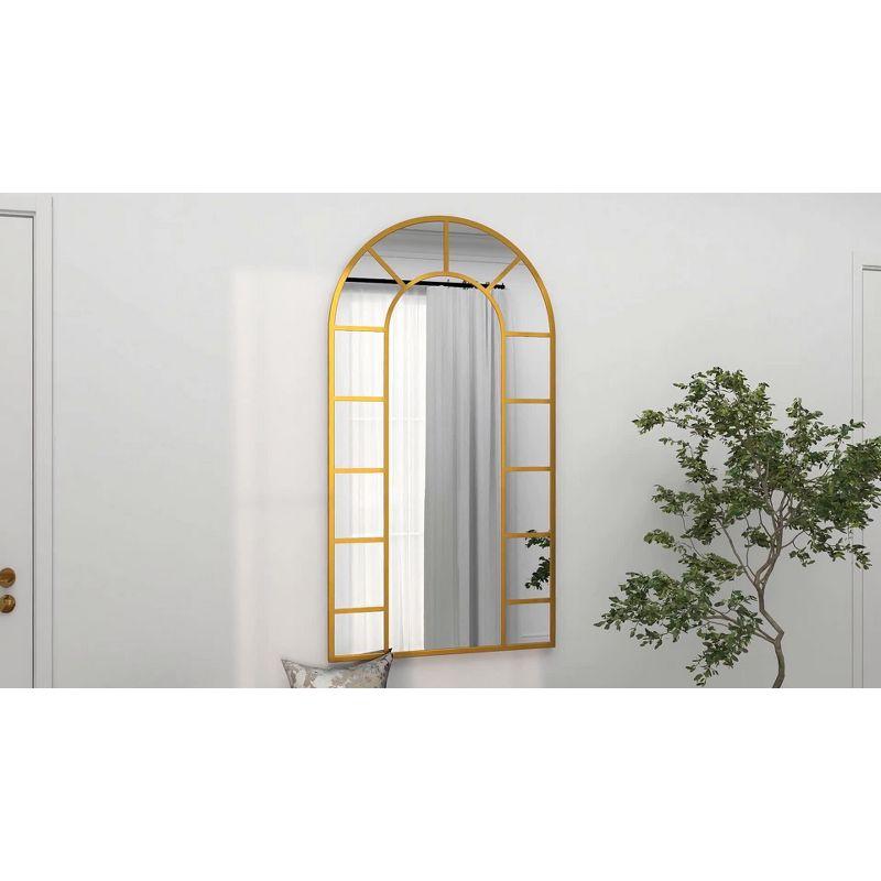 Metal Window Inspired Wall Mirror with Arched Top - Olivia & May