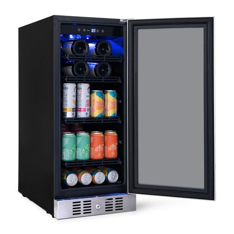 Newair 15" FlipShelf Wine and Beverage Refrigerator, Reversible Shelves Hold 80 Cans or 33 Bottles