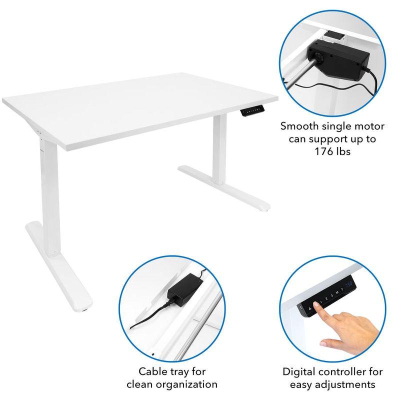 Mount-It! Height Adjustable Hand Crank Sit-Stand Desk Frame w/ Extra-Wide Tabletop | Multiple Colors