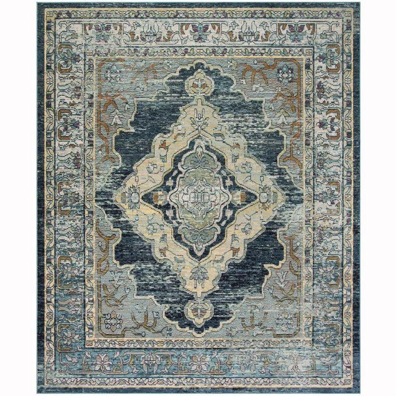 Aurora Borealis 8' x 10' Blue and Yellow Synthetic Area Rug