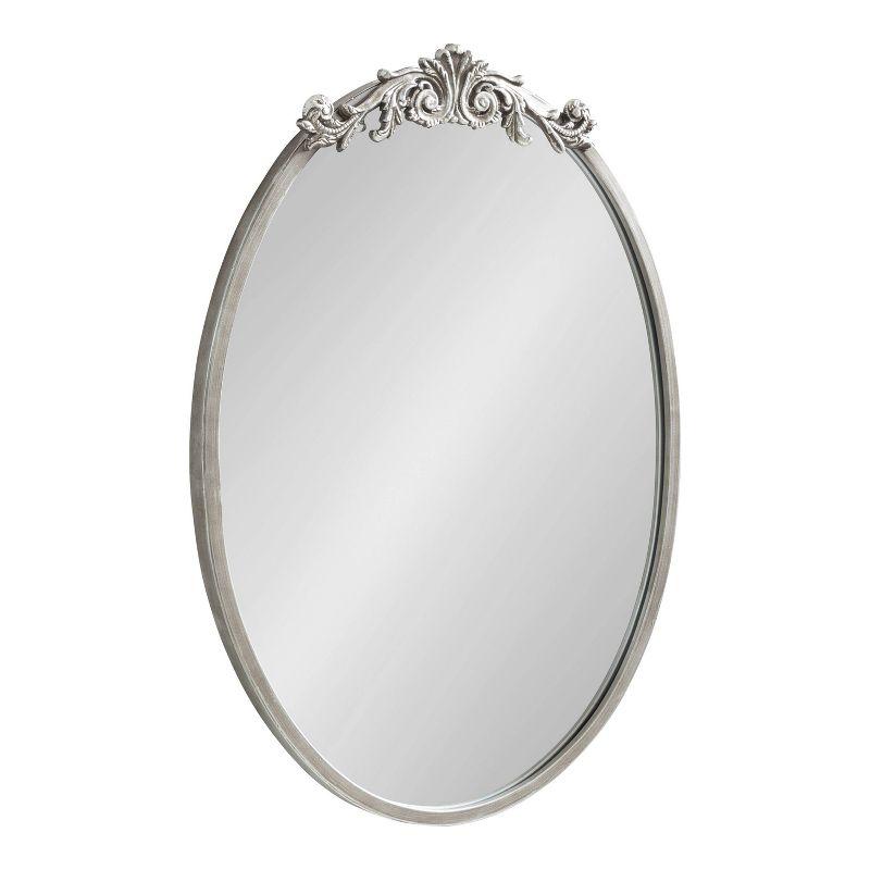 Kate & Laurel All Things Decor 18"x24" Arendahl Traditional Vertical Oval Wall Mirror Silver: No Assembly, Metal Frame, Wall Mounted