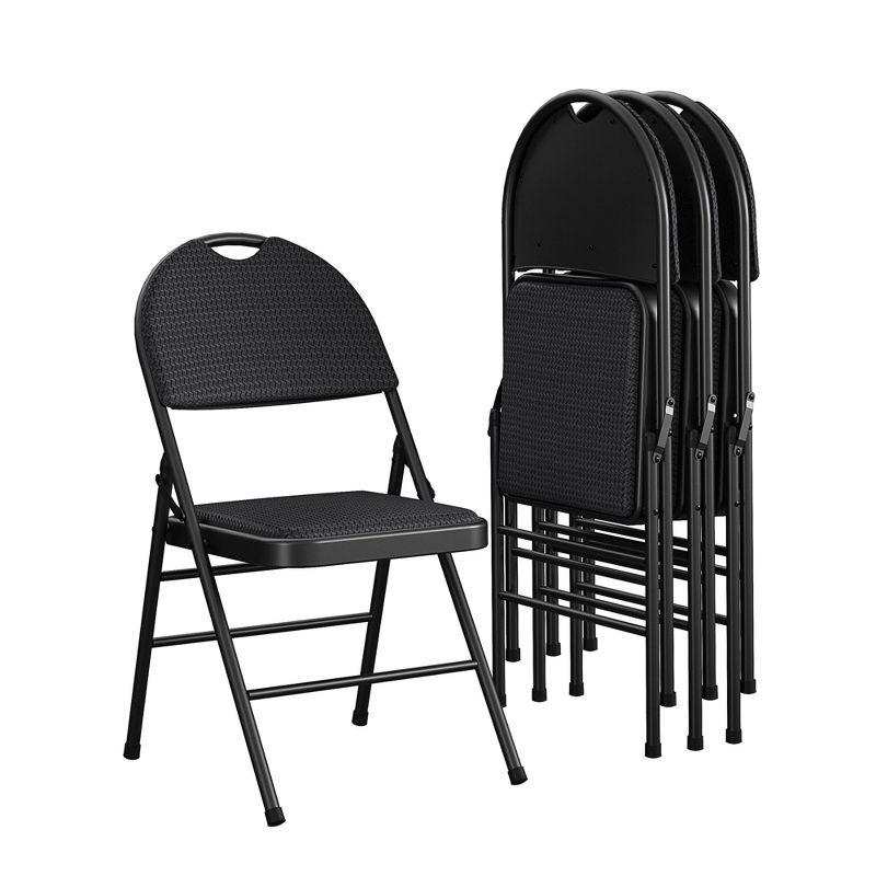 COSCO COSCO Commercial XL Comfort Fabric Padded Metal Folding Chair, Triple Braced (Set of 4)