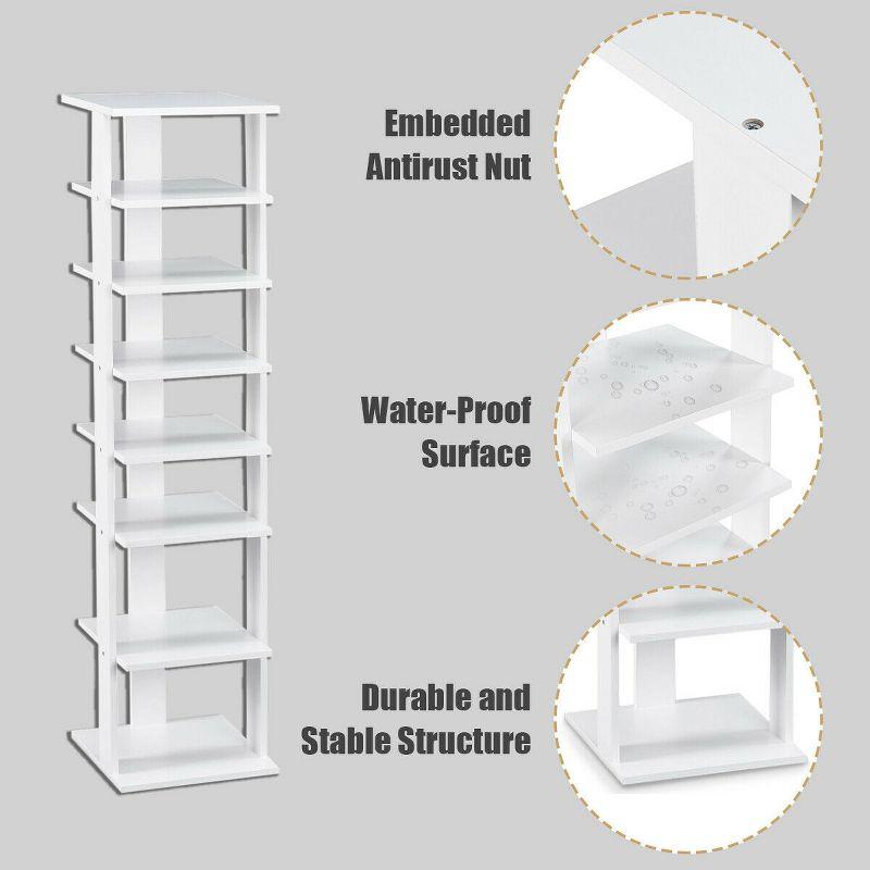 Costway Wooden Shoes Storage Stand 7 Tiers Shoe Rack Organizer Multi-shoe Rack Shoe box White/Black