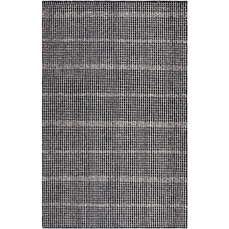 Handmade Black Abstract Wool 4' x 6' Tufted Area Rug