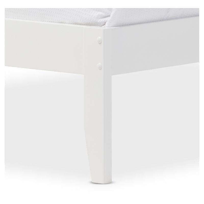 Celine Full-Size Geometric White Solid Wood Platform Bed