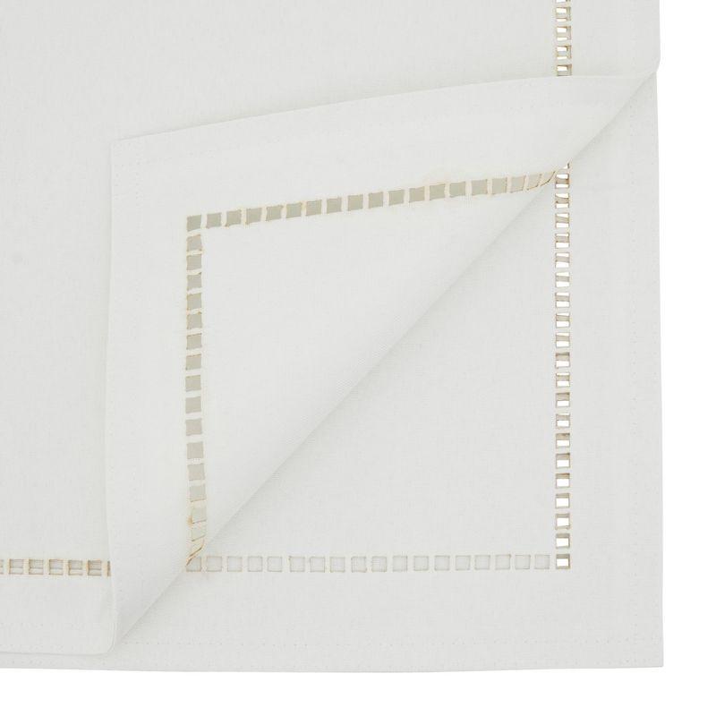 White Polyester Laser-Cut Hemstitch Table Runner