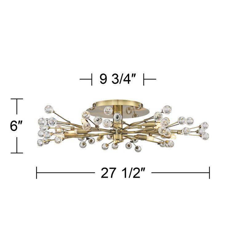 Possini Euro Design Ceiling Light Semi Flush Mount Fixture LED Brass 27 1/2" Wide 10-Light Crystal Berry for Living Room