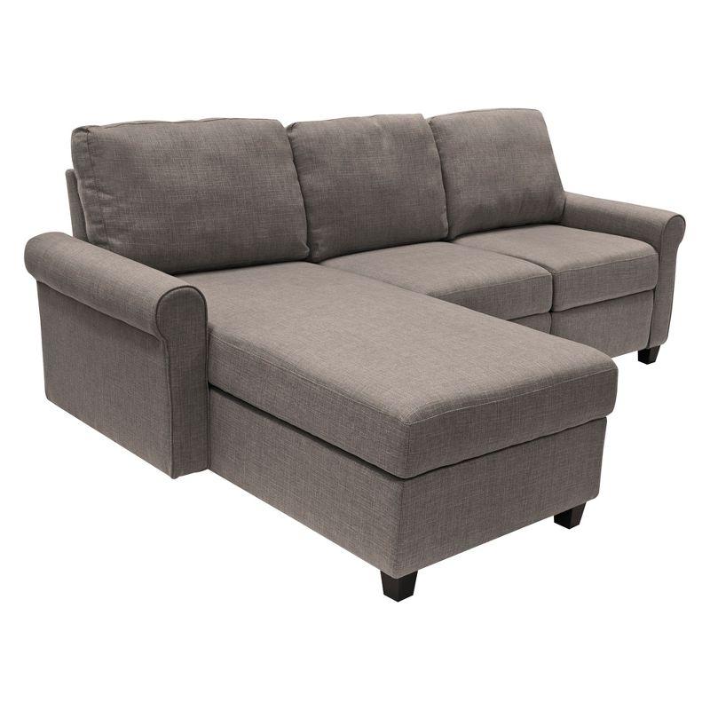 Copenhagen 89'' Gray Microfiber Sectional Sofa with Storage Chaise