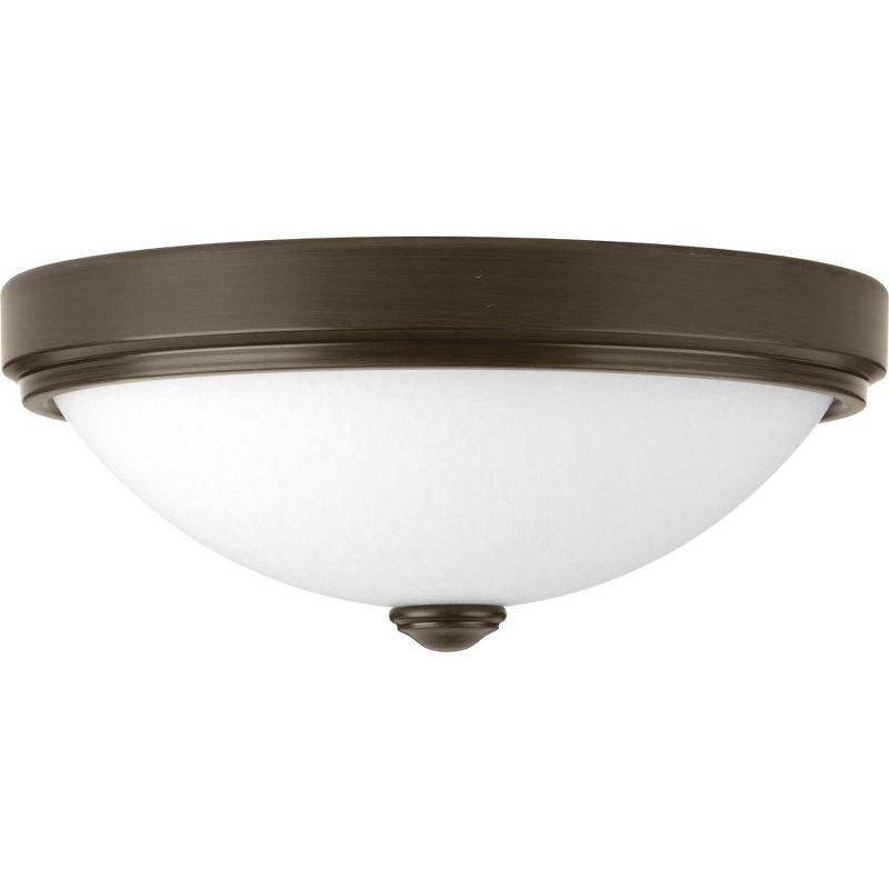 Progress Lighting, Linen Collection, 1-Light Flush Mount, Brushed Nickel, White Linen Glass, Steel, 13" Width, 5.38" Height