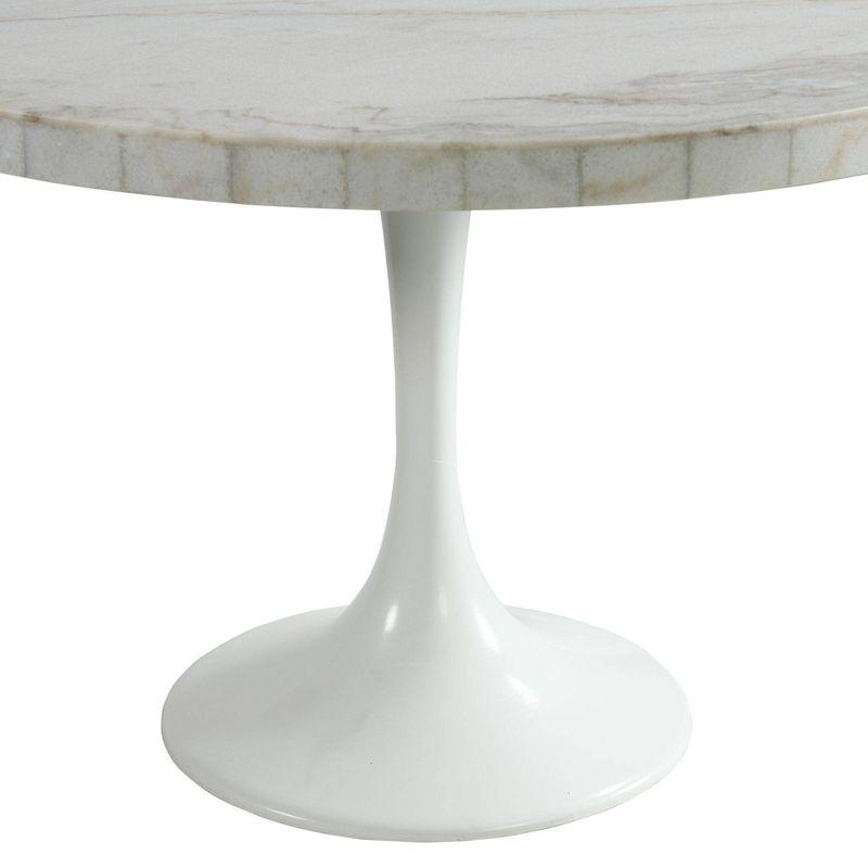 Mardelle Round Dining Table White - Picket House Furnishings: Marble Top, Metal Base, Seats 4