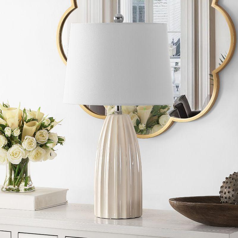 Kayden 25.5" Ivory Ceramic Table Lamp with Pleated Design