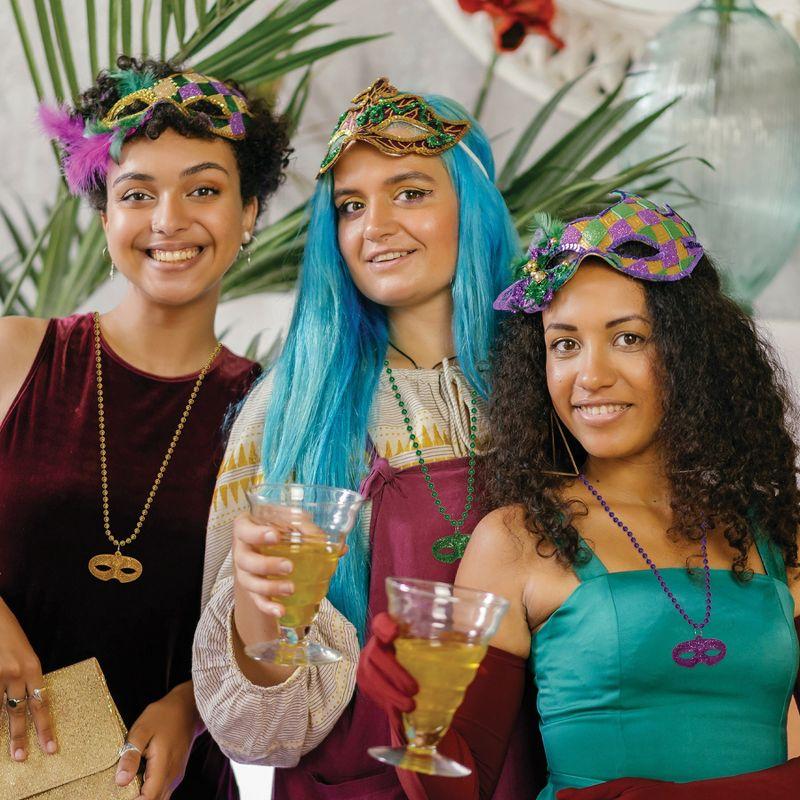 Beistle Beads w/Glittered Mask Medallion, 33", (12/Pkg) Multicolored