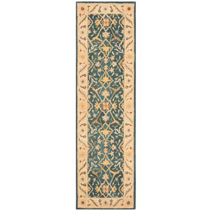 Antiquity AT14 Hand Tufted Indoor Runner Rug - Blue - 2'3"x14' - Safavieh