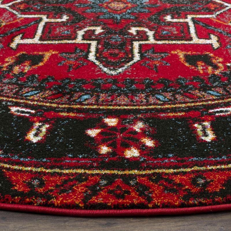 Vintage Hamadan VTH211 Power Loomed Indoor Area Rug - Red/Multi - 5'3" Round - Safavieh