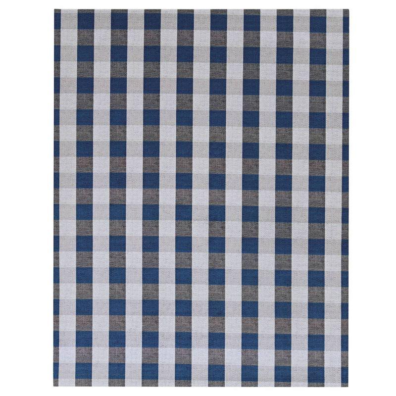 6' x 8' Gingham Outdoor Rug Blue/White - Foss Floors