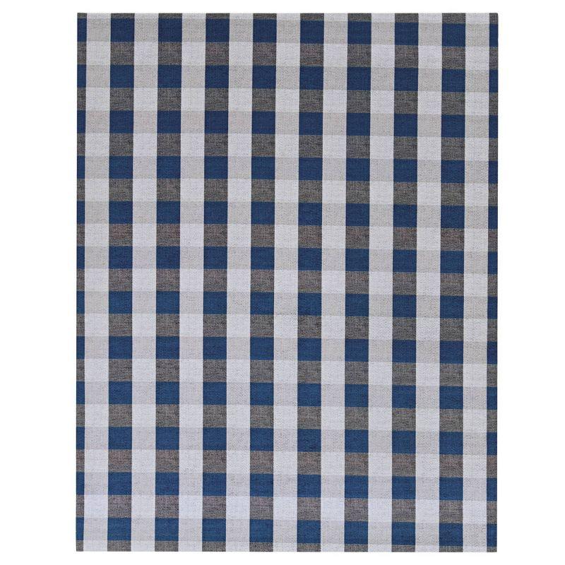 6' x 8' Gingham Check Indoor/Outdoor Rug in Blue and White