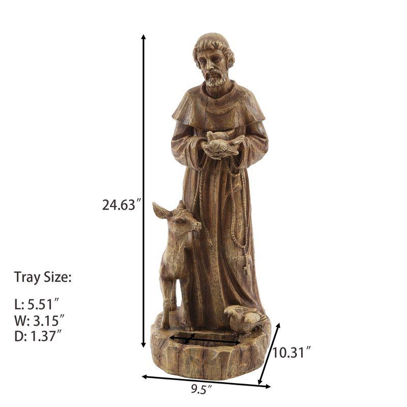 Weathered Brown Saint Francis Garden Statue with Animals