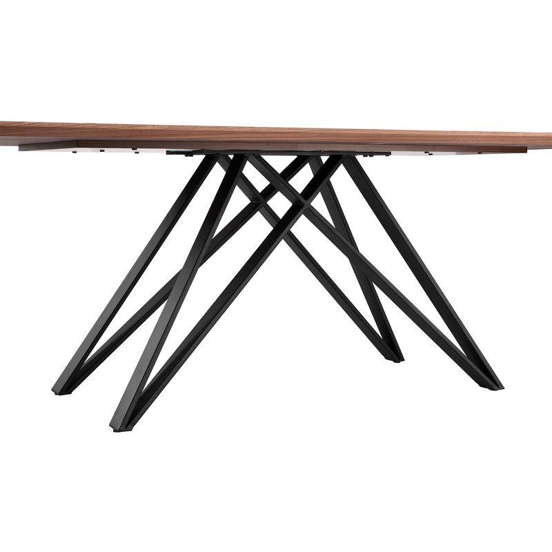 Modena Contemporary Dining Table Walnut - Armen Living: Steel Frame, 6-Person, Non-Extension