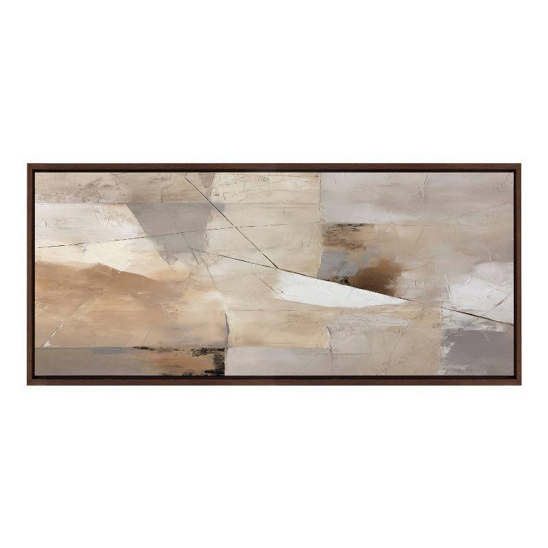 Contemporary Neutral Textured Abstract Framed Canvas Wall Art, 18x40