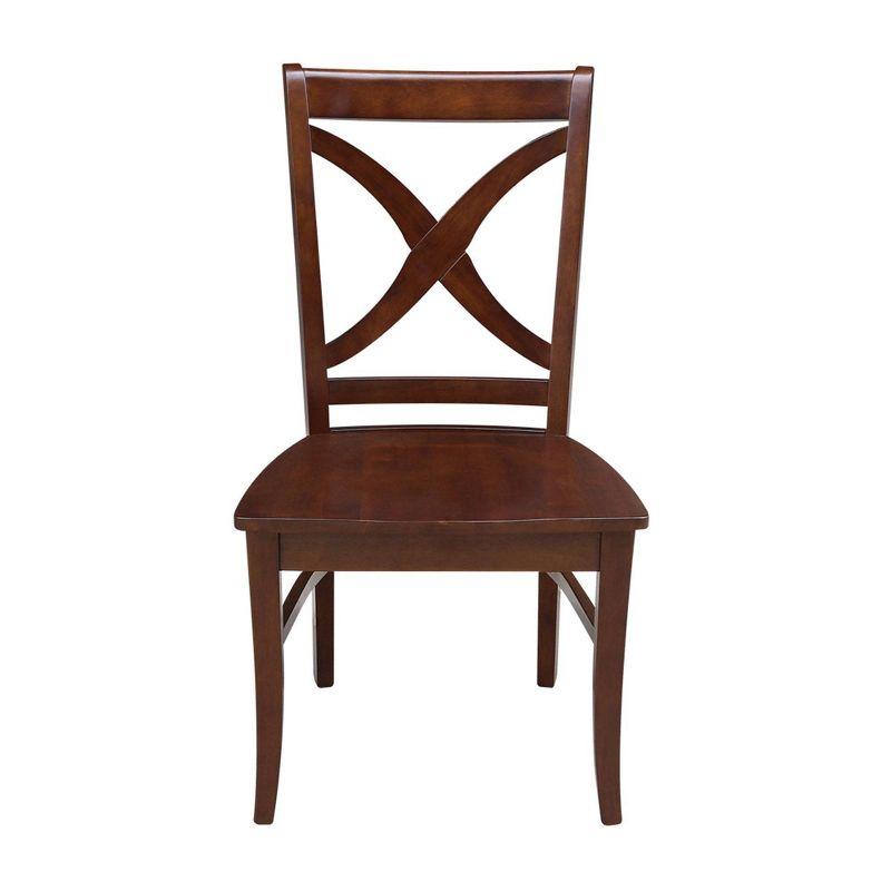 Set of 2 Vineyard Curved X-Back Chairs Espresso - International Concepts: Hardwood Frame, 250lb Capacity