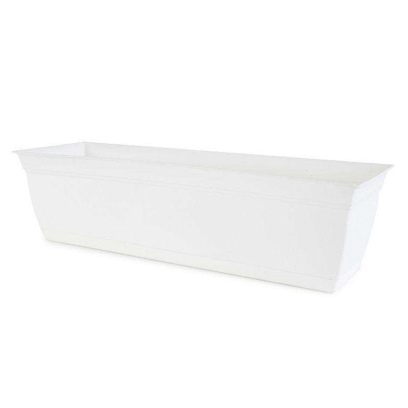 Eclipse 24" White Rectangular Indoor/Outdoor Planter with Removable Saucer