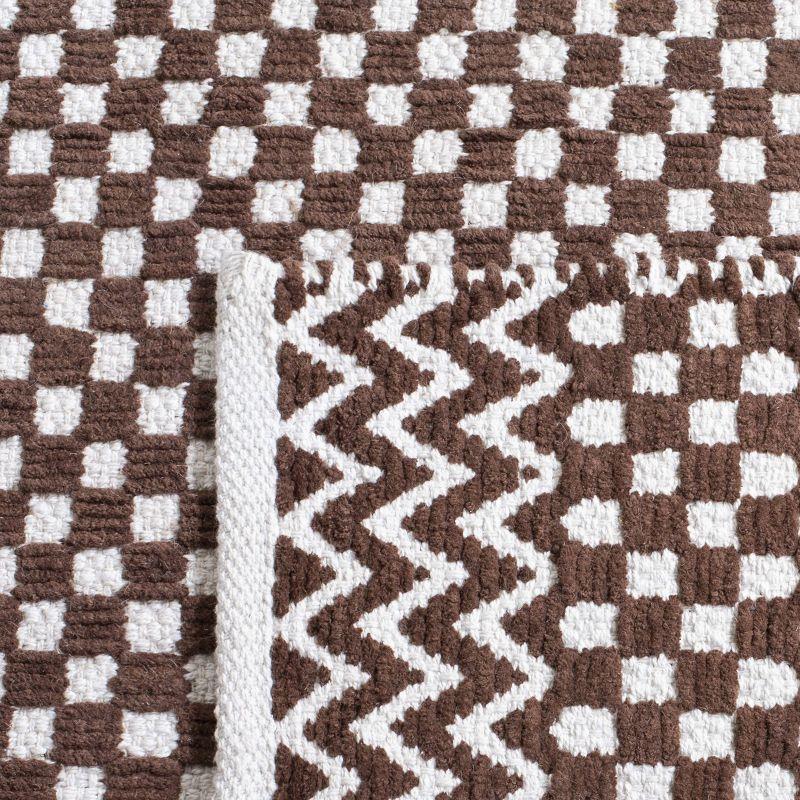 Brown 3' x 5' Handmade Cotton Geometric Rug