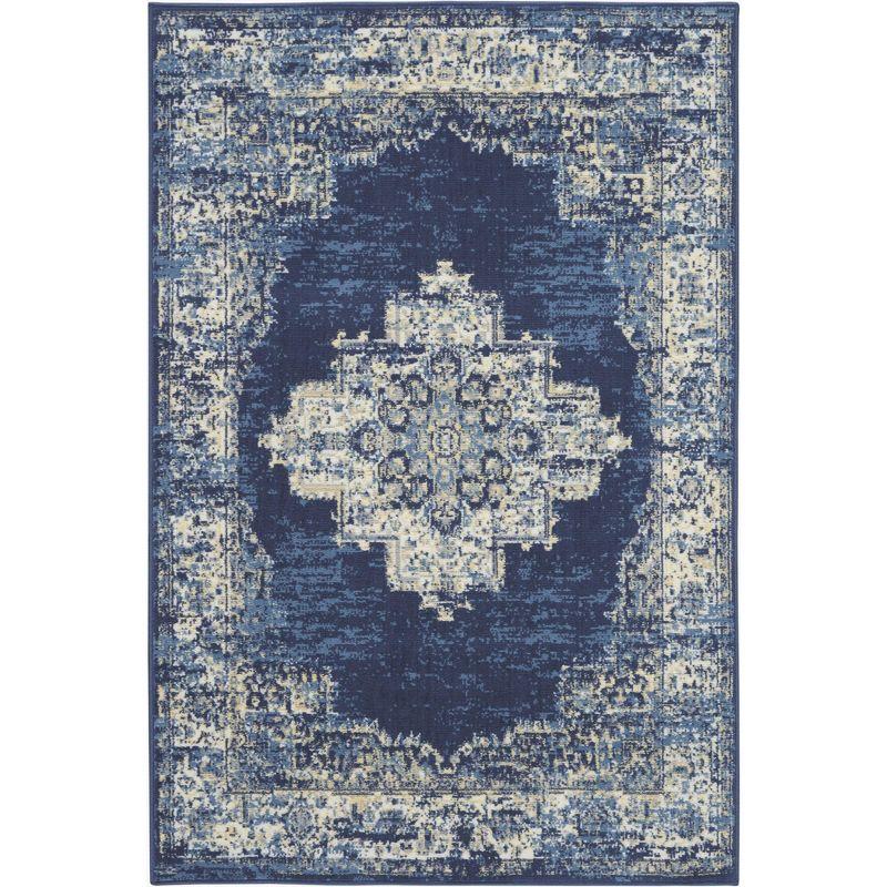Charlton Home® Golter Grafix 5'3" X 7'3" Navy Blue Vintage Indoor Rug