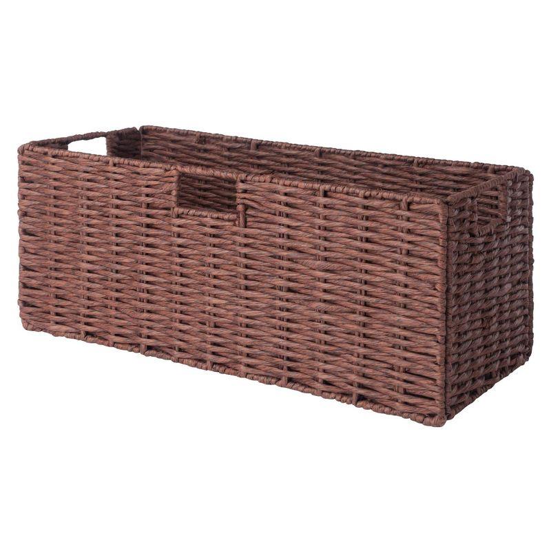 3pc Tessa Woven Rope 2 Small and 1 Large Basket Set Walnut - Winsome: Rectangular Storage Organizer, Spot Clean