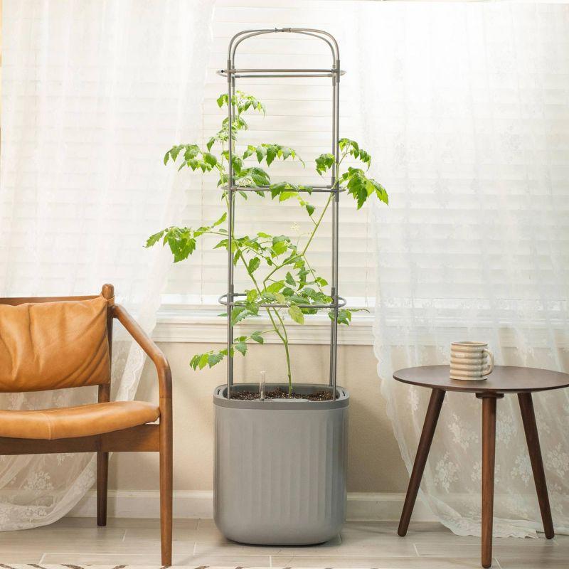 Vego Garden Mini Tomato Plastic Outdoor Pot Planter with Trellis