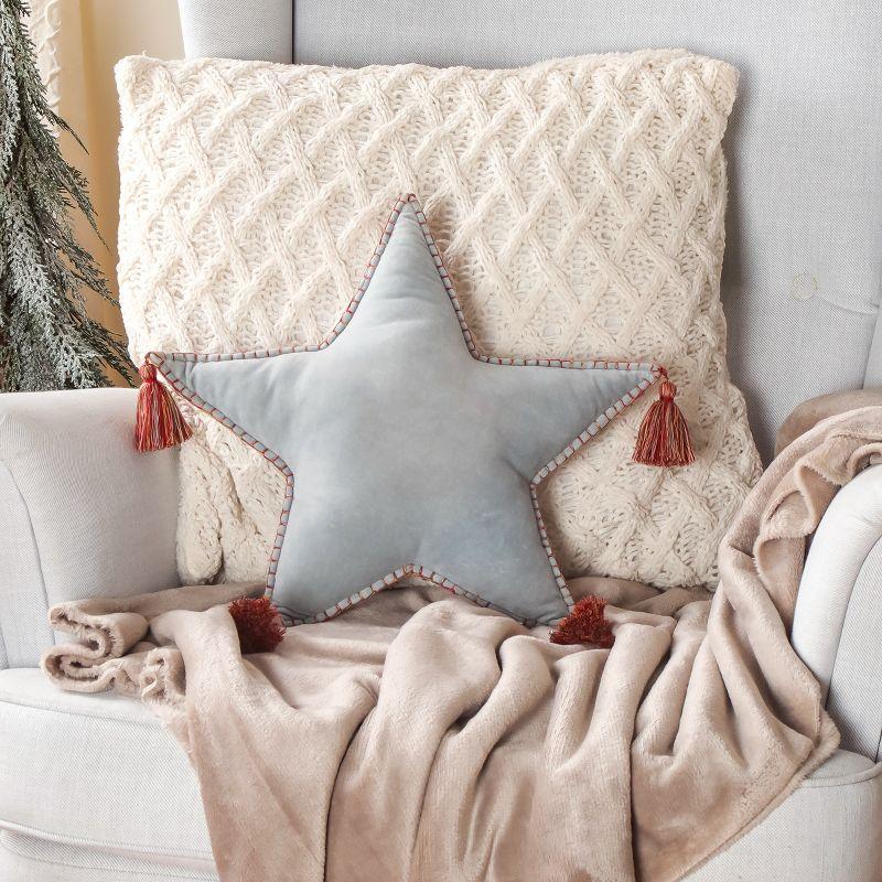 16” Star Shape Throw Pillow Light Blue - National Tree Company