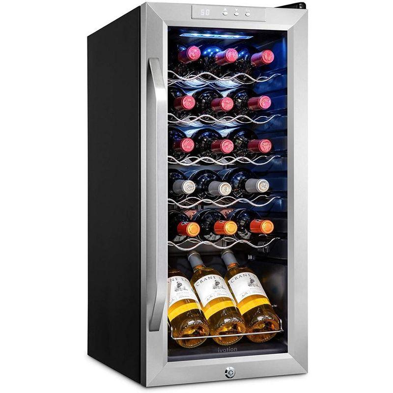 Ivation 18 Bottle Stainless Steel Freestanding Wine Cooler with Lock